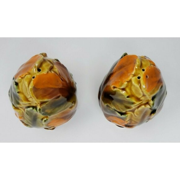 Salt & Pepper Shakers Fall Autumn Leaves Japan Ceramic Vintage 4.5 x 3 in - Picture 4 of 5